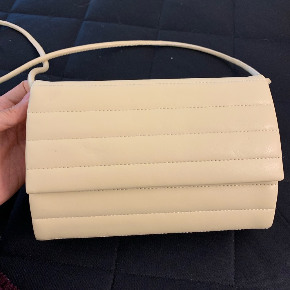 Zara Cream Crossbody Bag with Quilted Design